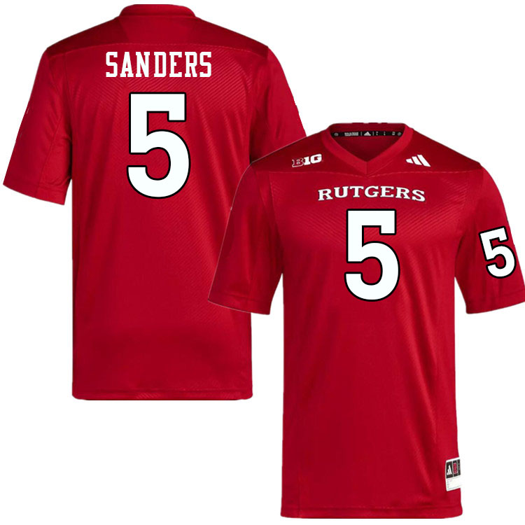 Men #5 Kaj Sanders Rutgers Scarlet Knights 2024 College Football Jerseys Stitched-Scarlet